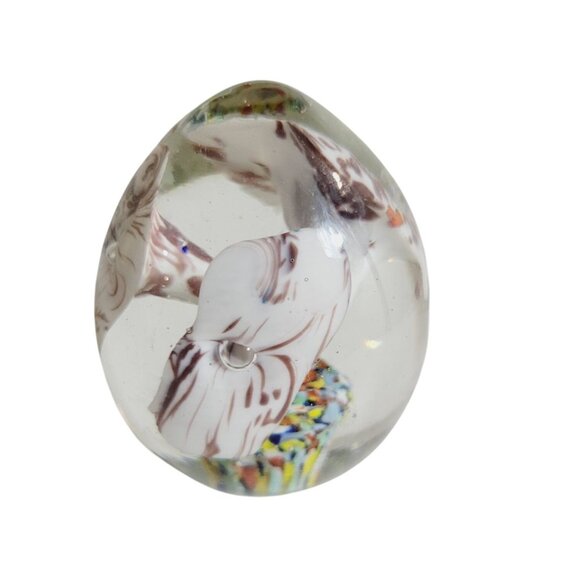 Vintage Hand Blown Paperweight Egg Shaped Art Glass Jack in Pulpit Flower - Picture 4 of 8